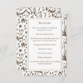 Klassische Botanicals in der Dunkeltaupe Hochzeit Begleitkarte (Vorne/Hinten)