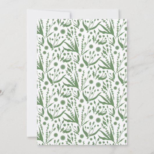 Klassische Botanicals-Klassiker auf der Grünen Hoc Einladung (Rückseite)