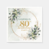Klassische botanische Eukalyptus-80-Geburtstag-Ser Serviette (Vorderseite)