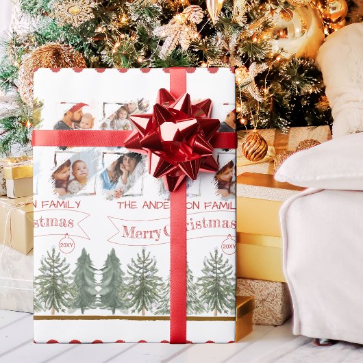 Klassische botanische Fotocollage Frohe Weihnachte Geschenkpapier