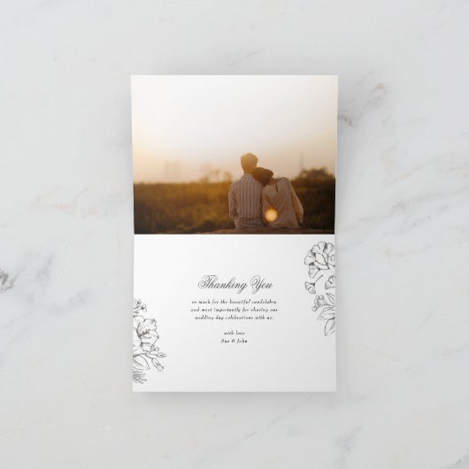 Klassische Botanische Hochzeit Dankeskarte (Innenseite)