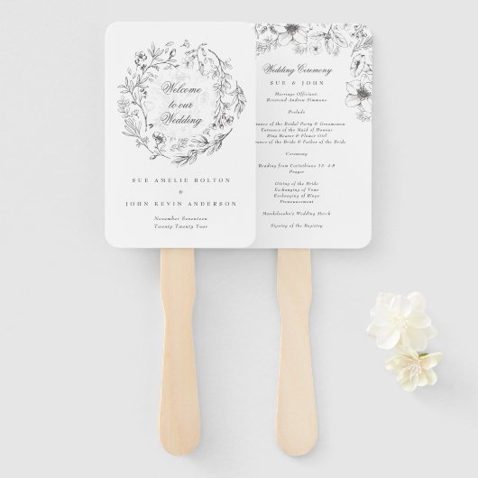 Klassische Botanische Hochzeit Fächer (Vorne und Hinten)