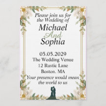 Klassische botanische Hochzeitseinladung mit Rahme
