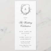 klassische botanische Monogramm-Wappen-Hochzeit Programm (Rückseite)