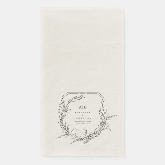 klassische botanische Namen Monogramm Wappen Hochz Serviette (Vorderseite)
