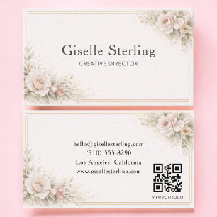 Klassische botanische neutrale QR-Code-Visitenkart Visitenkarte