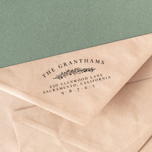 Klassische botanische Rücksendeadresse Gummistempel