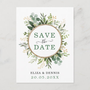 Klassische botanische Vegetation Save the Date Gol Ankündigungspostkarte