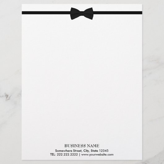 Klassische Bow-Krawatte Elegant Schwarz & Weiß Briefkopf (Vorderseite)
