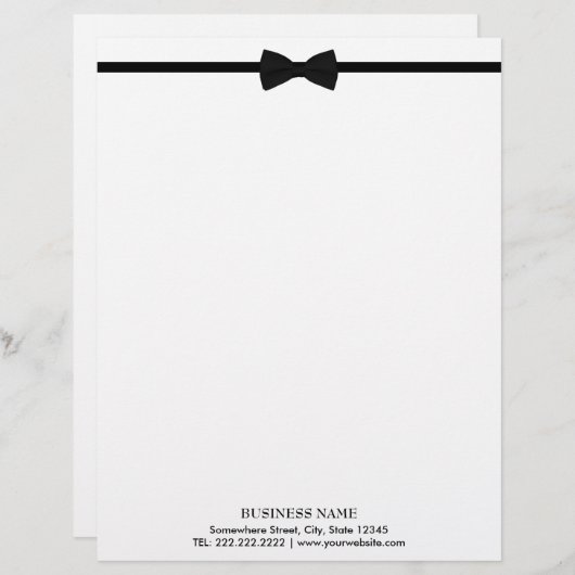 Klassische Bow-Krawatte Elegant Schwarz & Weiß Briefkopf (Vorne/Hinten)