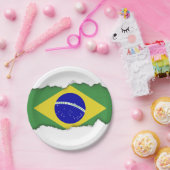 Klassische brasilianische Flagge Pappteller (Party)