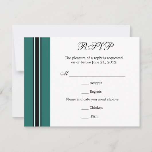 Klassische braune Aquamarine RSVP-Karte RSVP Karte (Vorderseite)