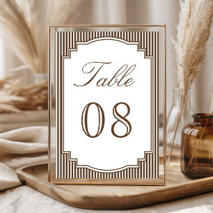 Klassische braune gestreifte Hochzeit Tischnummer