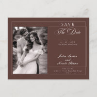 Klassische braune Kalligrafie-Foto-Save-the-Date-K