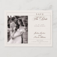 Klassische braune Kalligrafie-Foto-Save-the-Date-K