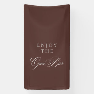 Klassische braune Kalligrafie-Hochzeits-Open-Bar Banner
