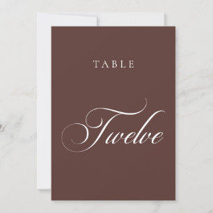 Klassische braune Kalligrafie-Hochzeitstisch-Numme Einladung