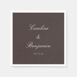 Klassische braune Schrift Elegante Hochzeit benutz Serviette