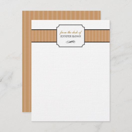 Klassische braune Streifen vom Schreibtisch aus Mitteilungskarte (Vorne/Hinten)