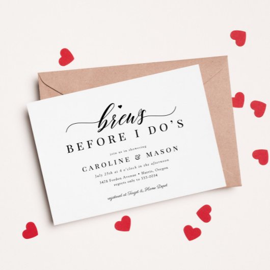 Klassische Brews vor dem Paarkuchen-Brautparty Einladung