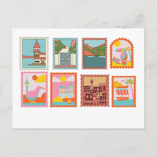 KLASSISCHE BRIEFMARKEN-KUNST-POSTKARTE POSTKARTE (Vorderseite)