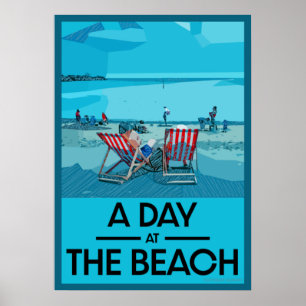 Klassische britische Strandkunst Britische Küste Poster