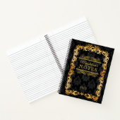 Klassische Buchdecke Gold Ornament Black Damask Notizblock (Innenseite)