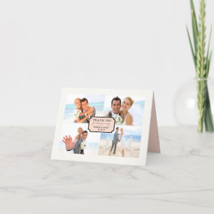 Klassische Buchseite 4 Multi-Foto Elegante Hochzei Dankeskarte
