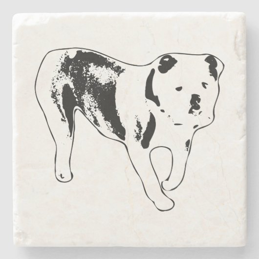 Klassische Bulldoggen-Silhouette Steinuntersetzer (Vorderseite)
