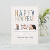 Klassische bunte Multi-Foto neue Jahre Karte (Stehend Vorderseite)