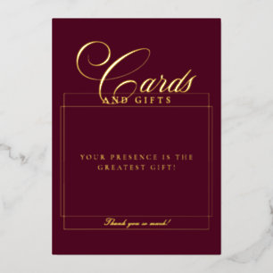 Klassische Burgund-Kalligrafie-Karte & Geschenke-S Folieneinladung