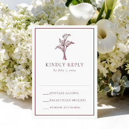 Klassische Burgunder-Kalla-Wedding-Hochzeit RSVP Karte