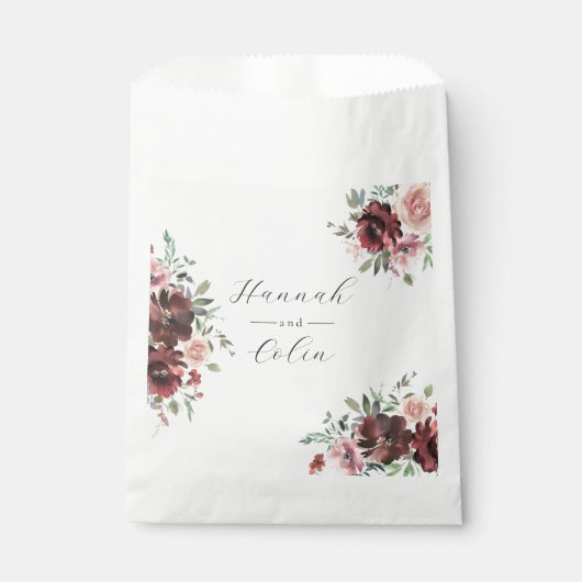 Klassische Burgundy Blush Rose & Peony Geschenktütchen (Vorderseite)