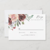 Klassische Burgundy Blush Rose & Peony RSVP Card (Vorderseite)