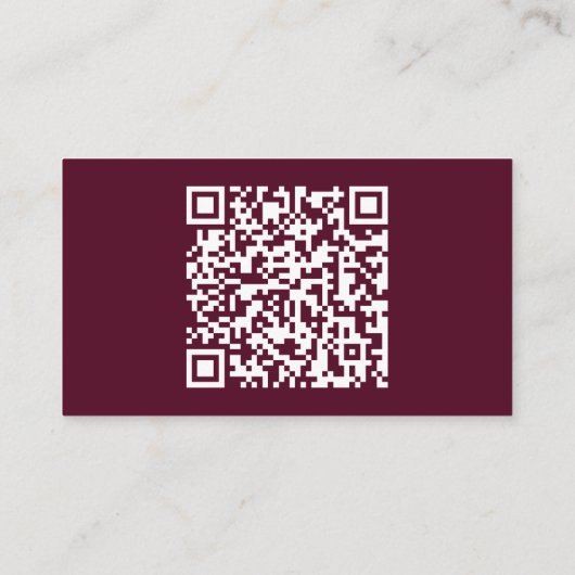 Klassische Burgundy Details QR Code Hochzeit Begleitkarte (Rückseite)