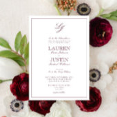 Klassische Burgundy Script Monogram Wedding Einladung
