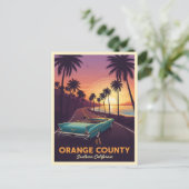 Klassische Cabrio-Kreuzfahrt durch orangefarbenen Postkarte (Stehend Vorderseite)