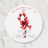 Klassische Candy Cane mit Red Ribbon Weihnachten Geschenkanhänger (Vorderseite)