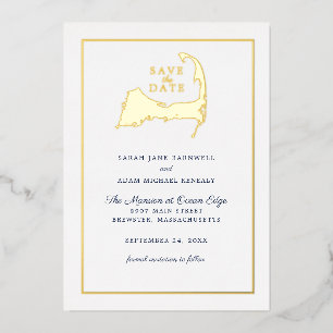 Klassische Cape Cod-Karte Hochzeit Save the Date Folieneinladung