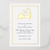 Klassische Cape Cod Map Wedding Save the Date Folieneinladung (Vorderseite)