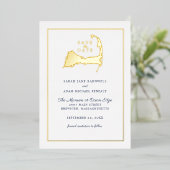 Klassische Cape Cod Map Wedding Save the Date Folieneinladung (Stehend vorne)