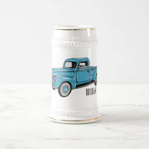 Klassische Cartoon-Illustration eines Pick-up-Truc Bierglas