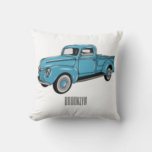 Klassische Cartoon-Illustration eines Pick-up-Truc Kissen
