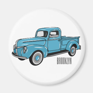 Klassische Cartoon-Illustration eines Pick-up-Truc Magnet