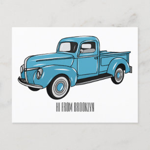 Klassische Cartoon-Illustration eines Pick-up-Truc Postkarte