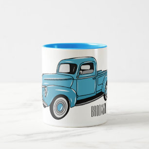 Klassische Cartoon-Illustration eines Pick-up-Truc Zweifarbige Tasse