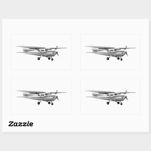 Klassische Cessna-Silhouette Rechteckiger Aufkleber (Blatt)
