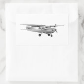 Klassische Cessna-Silhouette Rechteckiger Aufkleber (Tasche)