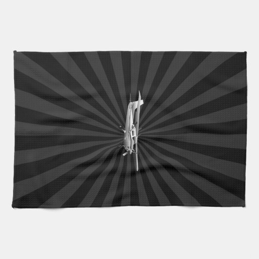 Klassische Cessna Silhouette Sunburst Geschirrtuch (Horizontal)