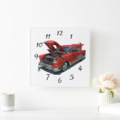Klassische Chevrolet Belair-Uhr aus den 1950er Jah Quadratische Wanduhr (Zuhause)